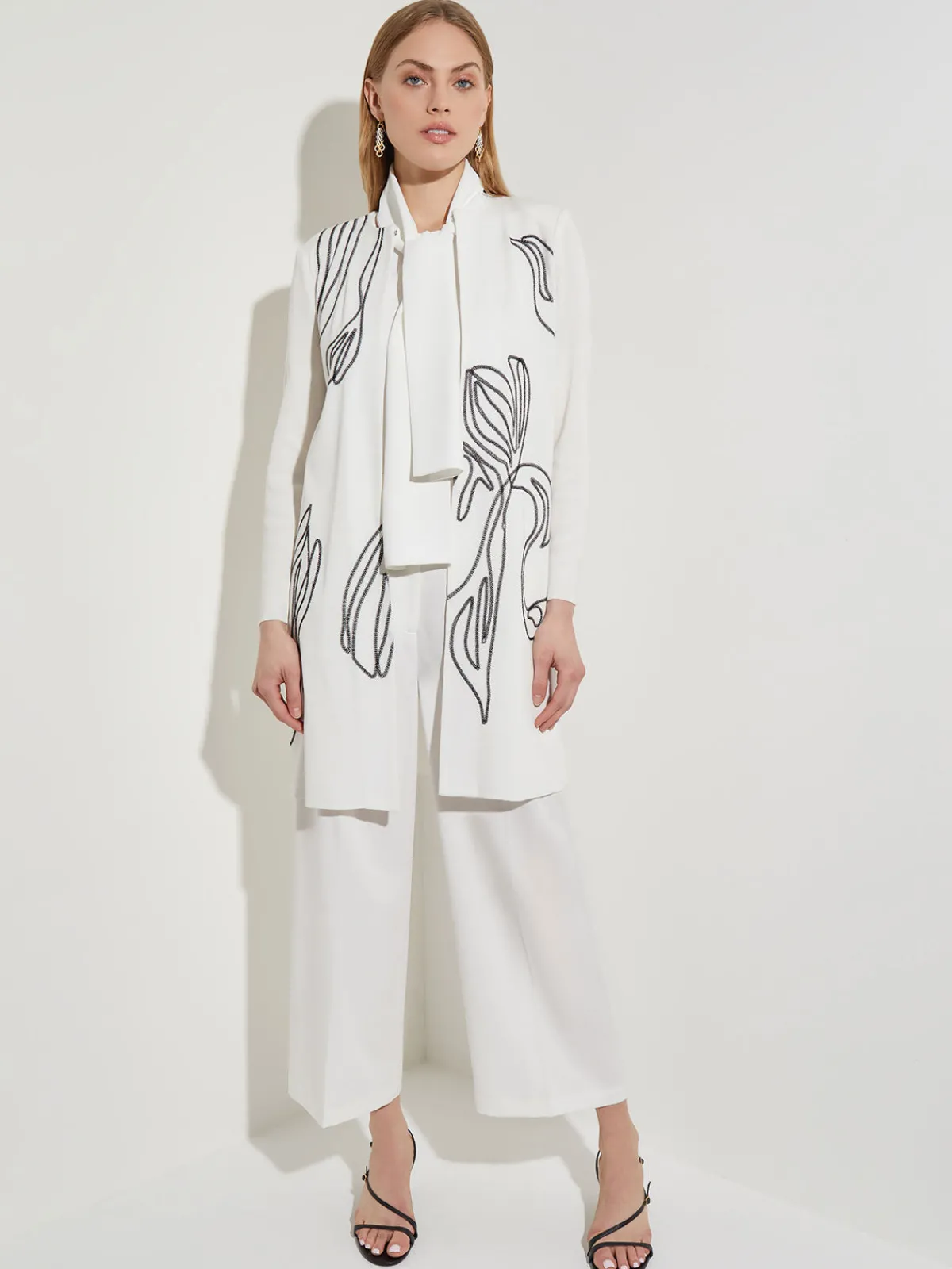Jackets & Coats|Misook Abstract Embroidery Jewel Neck Jacket NewIvory/Black