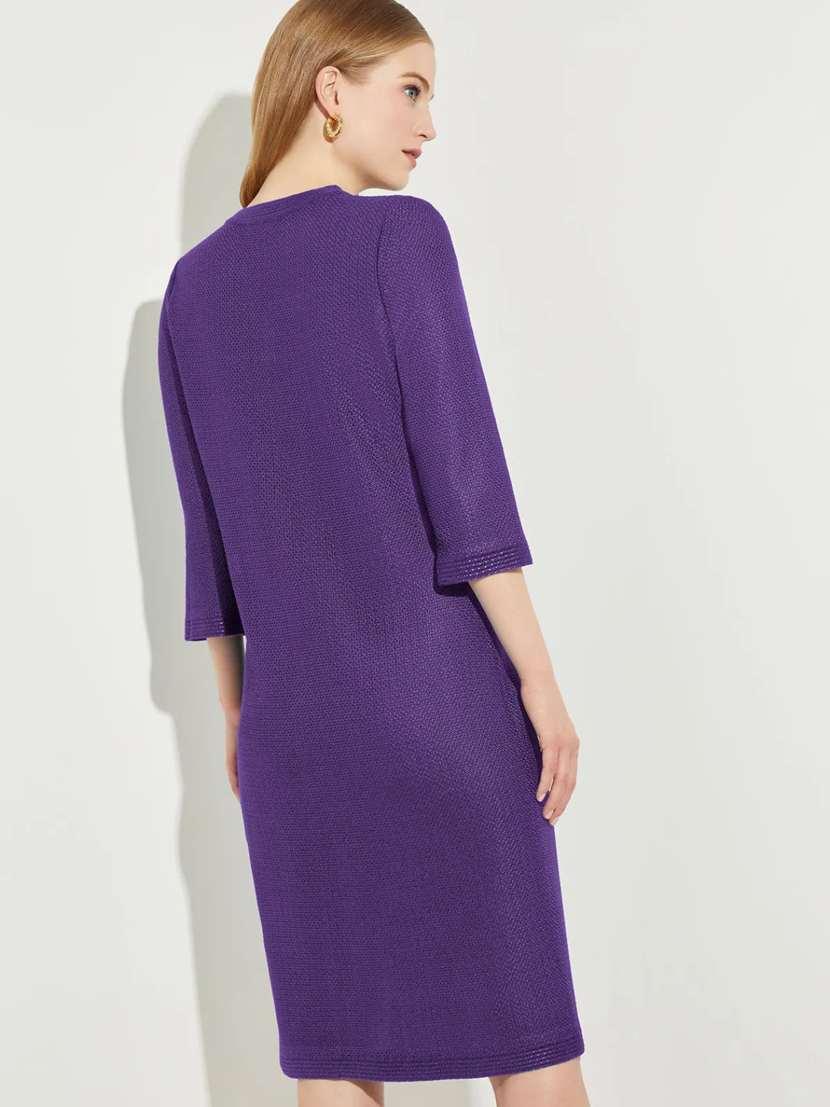 Dresses|Misook A-Line Button Detail Textured Knit Dress PlumRoyale
