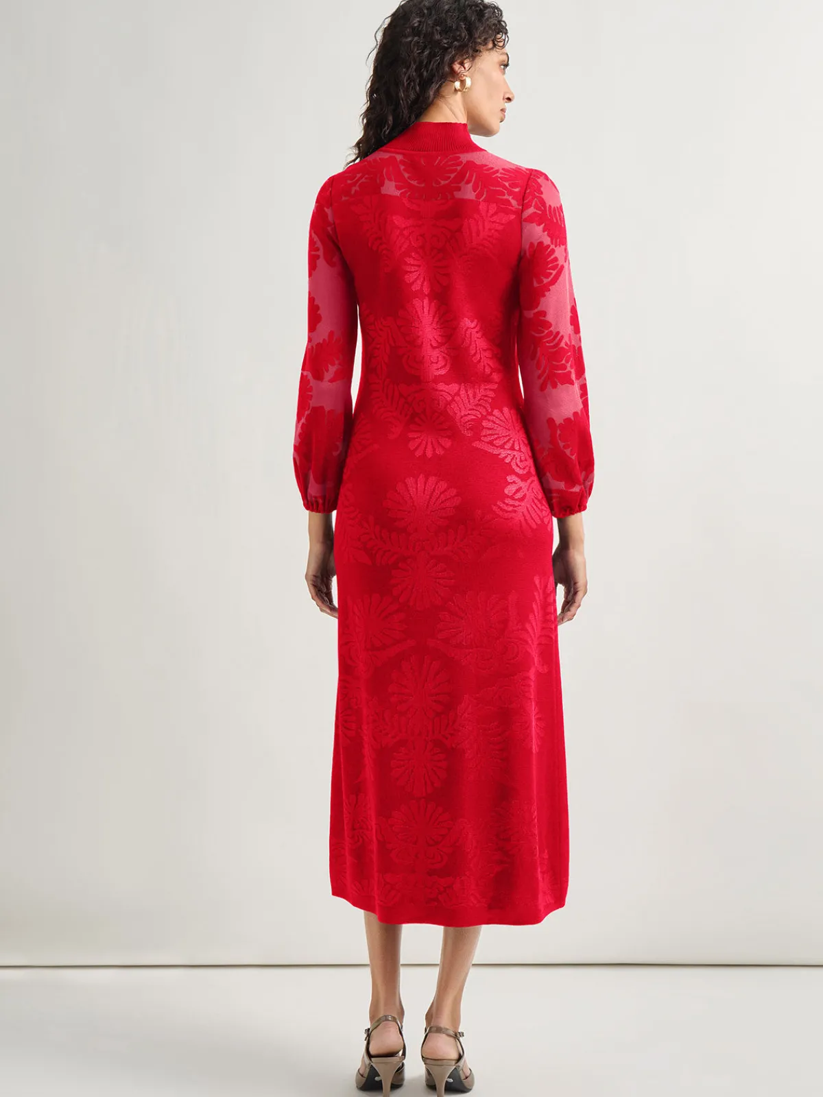 Dresses|Misook A-Line Jacquard Knit Maxi Dress Rouge