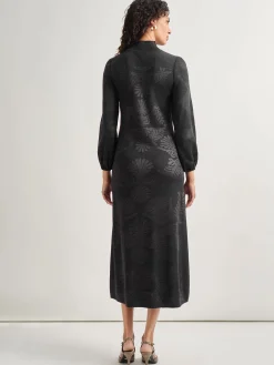 Dresses|Misook A-Line Jacquard Knit Maxi Dress Black