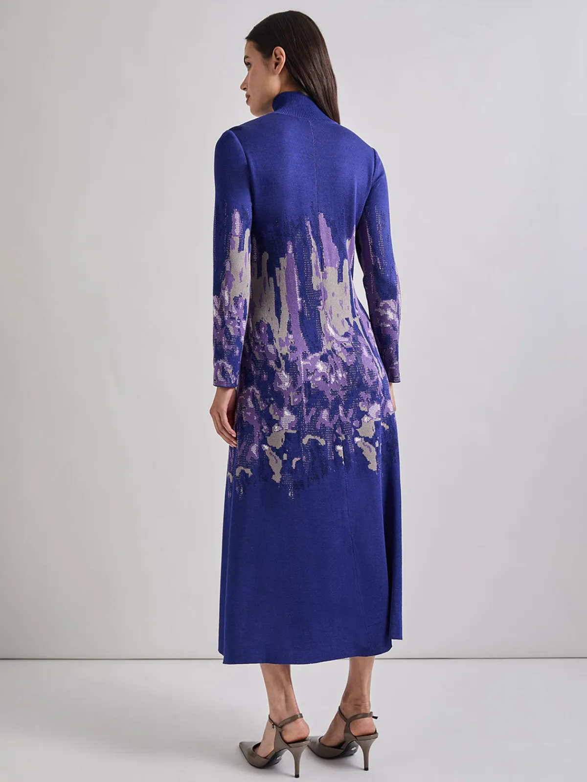 Dresses|Misook A-Line Watercolor Soft Knit Maxi Dress StarryNightBlue/PlumRoyale/Mink/NewIvory/Black