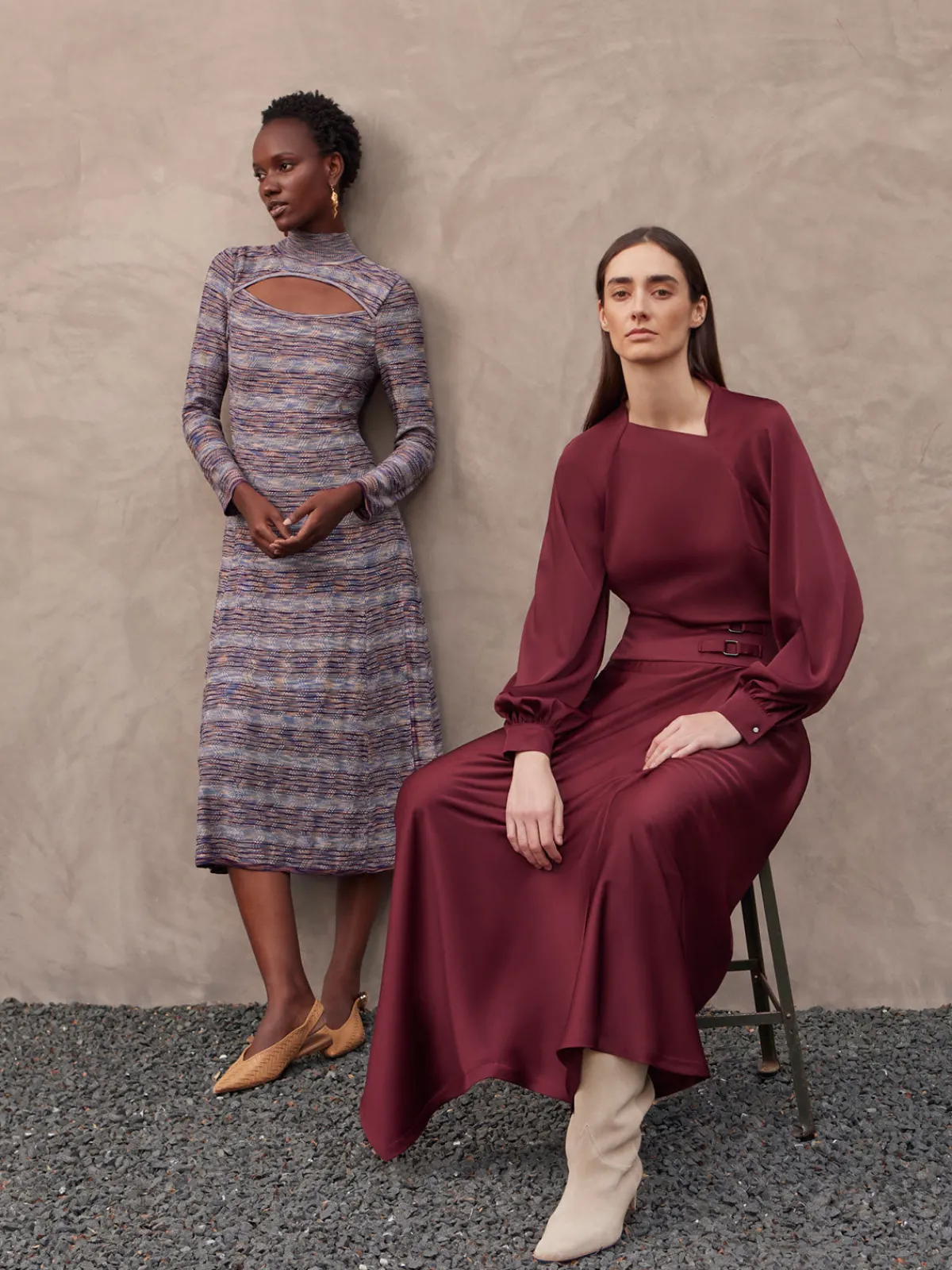 Blouses & Shirts|Tops & Tees|Misook Asymmetrical Neckline Crepe de Chine Blouse Sangria