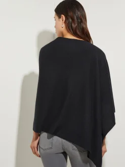 Jackets & Coats|Tops & Tees|Misook Asymmetrical Poncho - Cashmere Poncho | Black