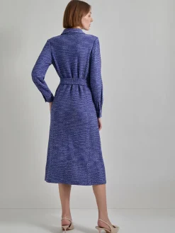 Dresses|Misook Belted Button Front Tweed Knit Midi Dress StarryNightBlue/NewIvory