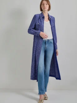 Dresses|Misook Belted Button Front Tweed Knit Midi Dress StarryNightBlue/NewIvory
