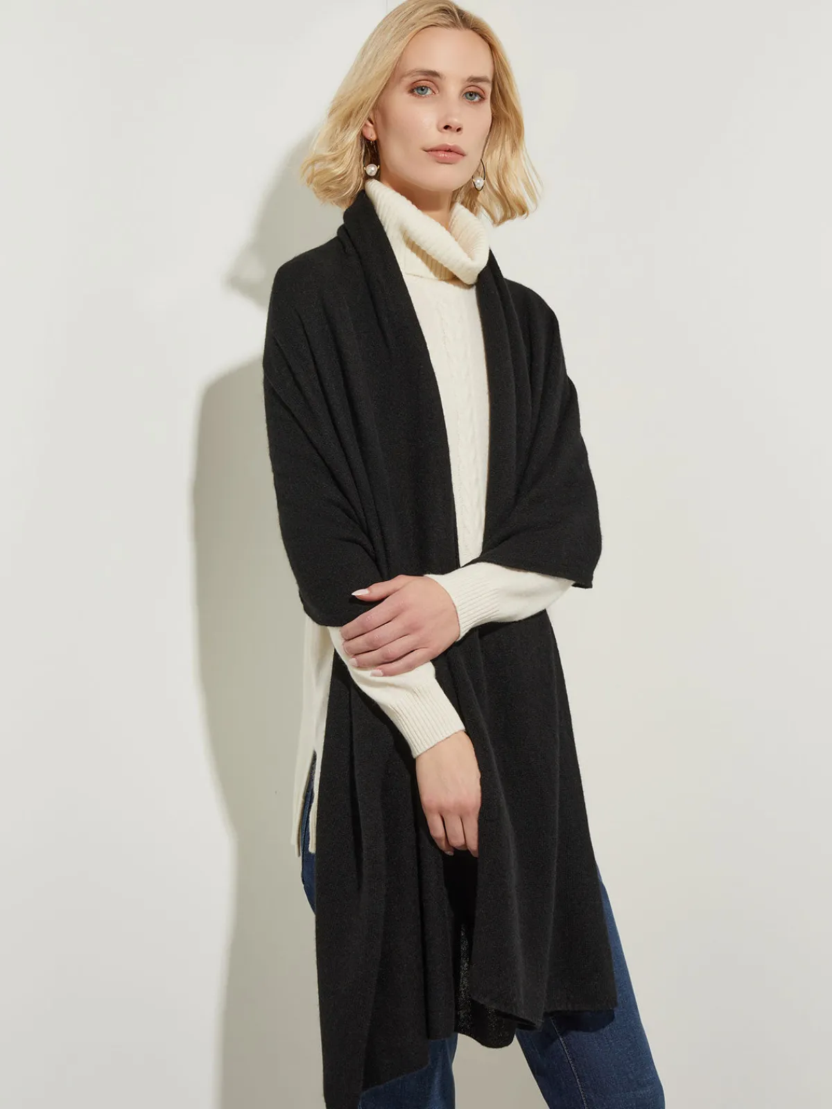 Accessories|Misook Cashmere Wrap Scarf - Jersey Scarf | Black