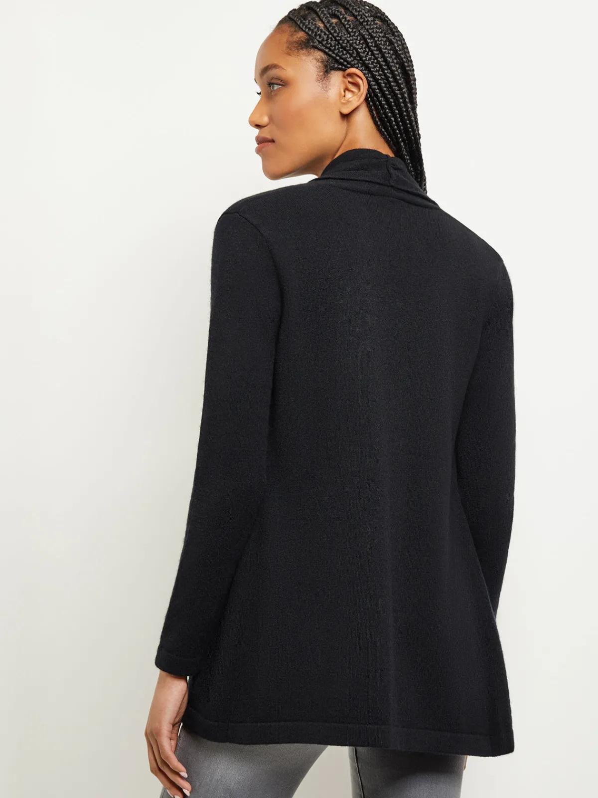 Jackets & Coats|Misook Buckle Detail Shawl Collar Cashmere Cardigan Black