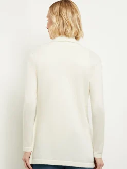 Jackets & Coats|Misook Buckle Detail Shawl Collar Cashmere Cardigan Ivory