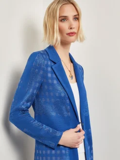 Jackets & Coats|Misook Burnout Floral Pattern Knit Jacket LyonsBlue