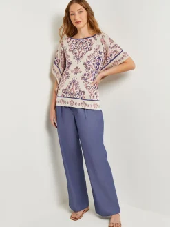 Tops & Tees|Misook Cape Sleeve Tunic - Soft Jacquard Knit Biscotti/PorcelainPink/OceanCoral/Mazarine/Charmeuse