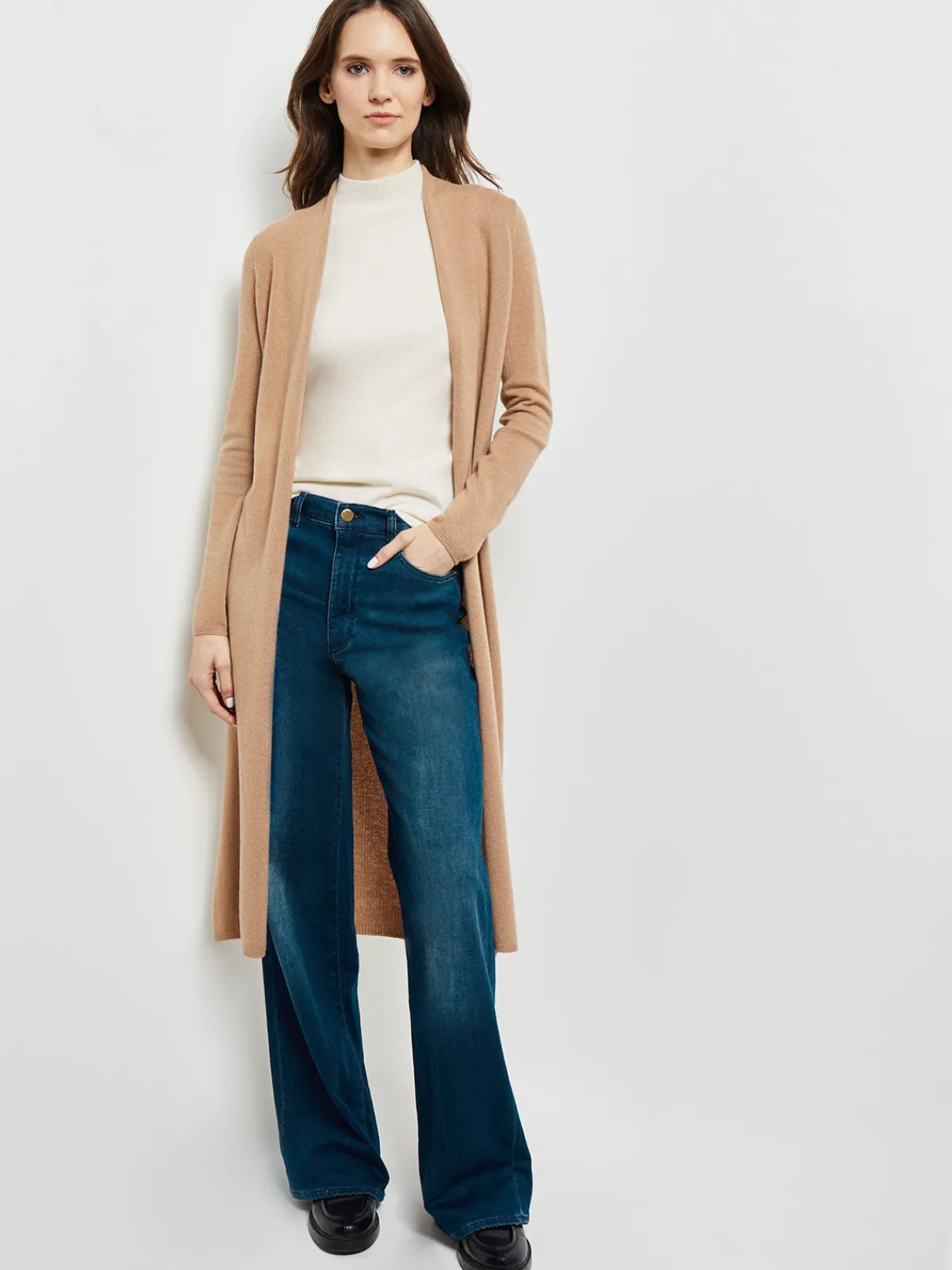 Jackets & Coats|Misook Cashmere Maxi Duster Cardigan Natural