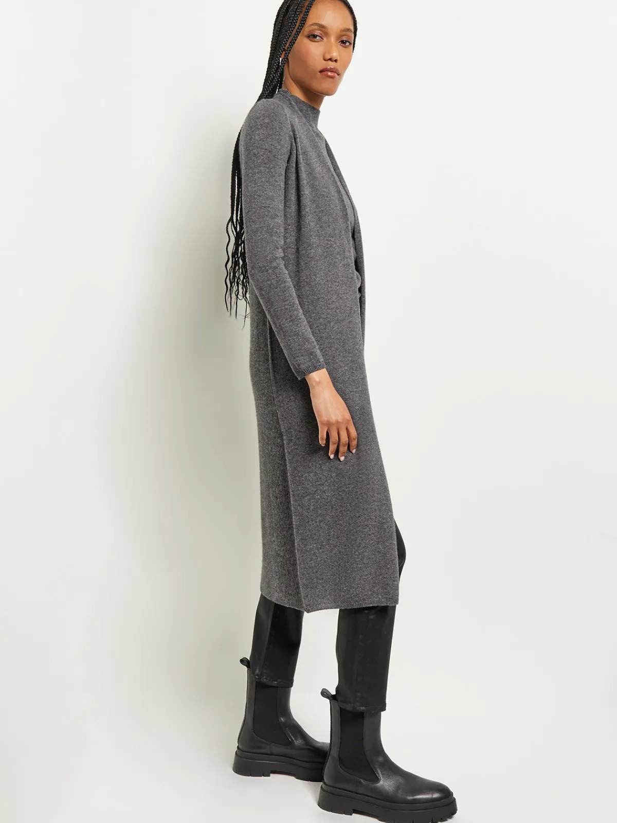 Jackets & Coats|Misook Cashmere Maxi Duster Cardigan Charcoal