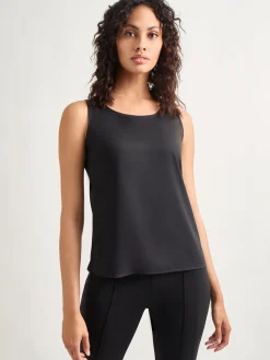 Tops & Tees|Tanks|Misook Classic Crepe de Chine Tank Top Black