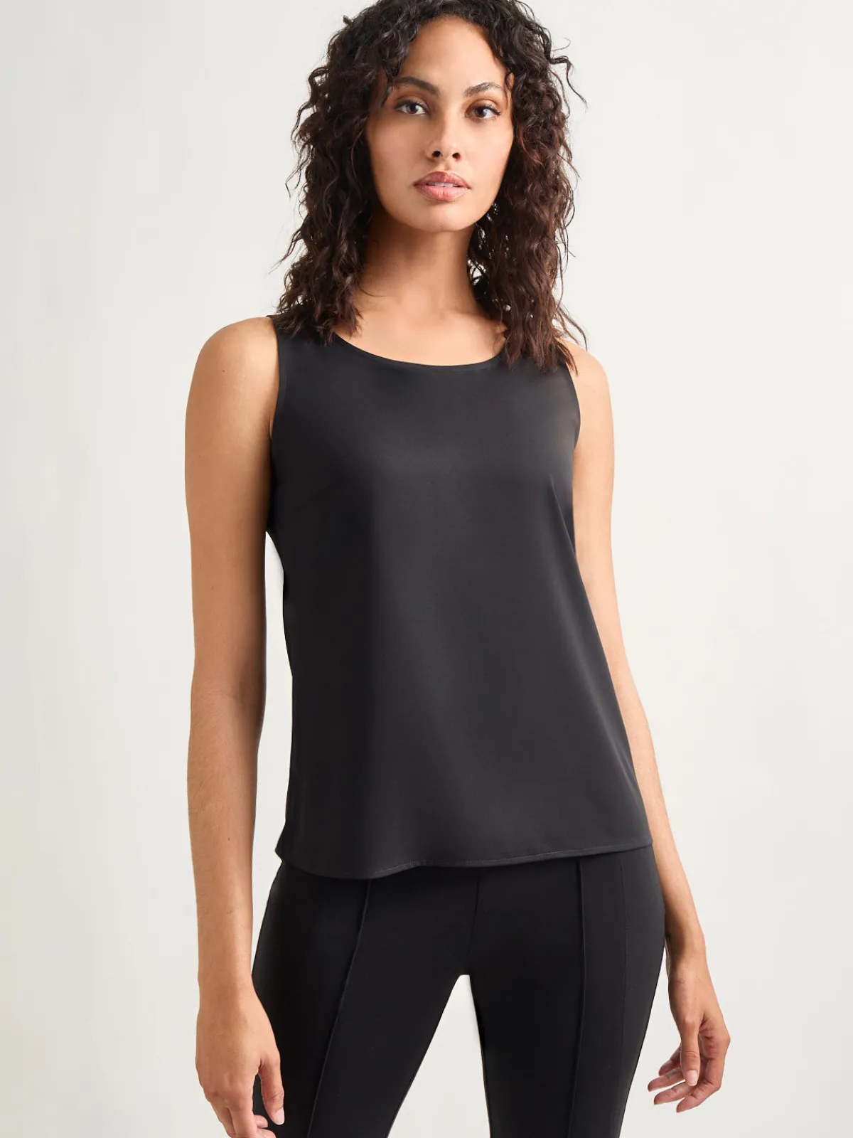 Tops & Tees|Tanks|Misook Classic Crepe de Chine Tank Top Black