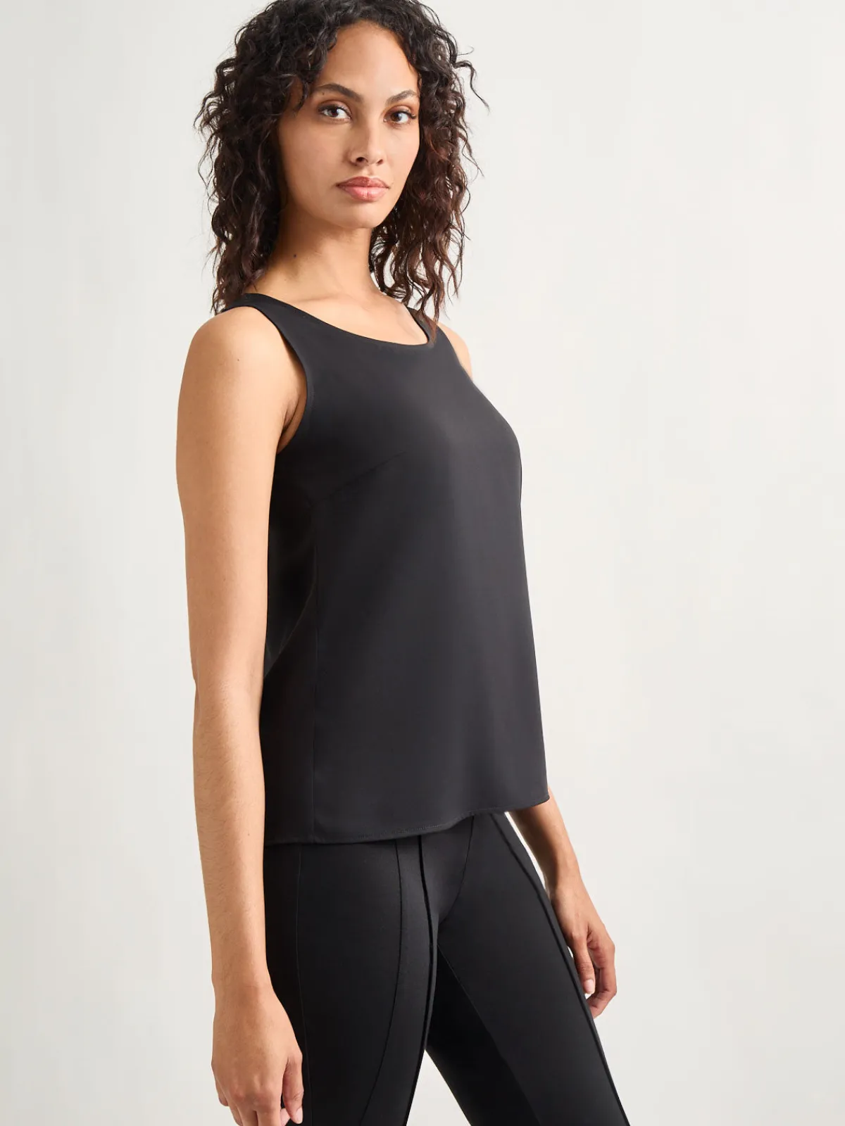 Tops & Tees|Tanks|Misook Classic Crepe de Chine Tank Top Black