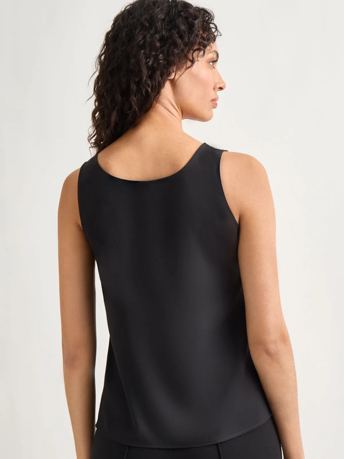 Tops & Tees|Tanks|Misook Classic Crepe de Chine Tank Top Black