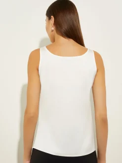 Tops & Tees|Tanks|Misook Classic Crepe de Chine Tank Top, White