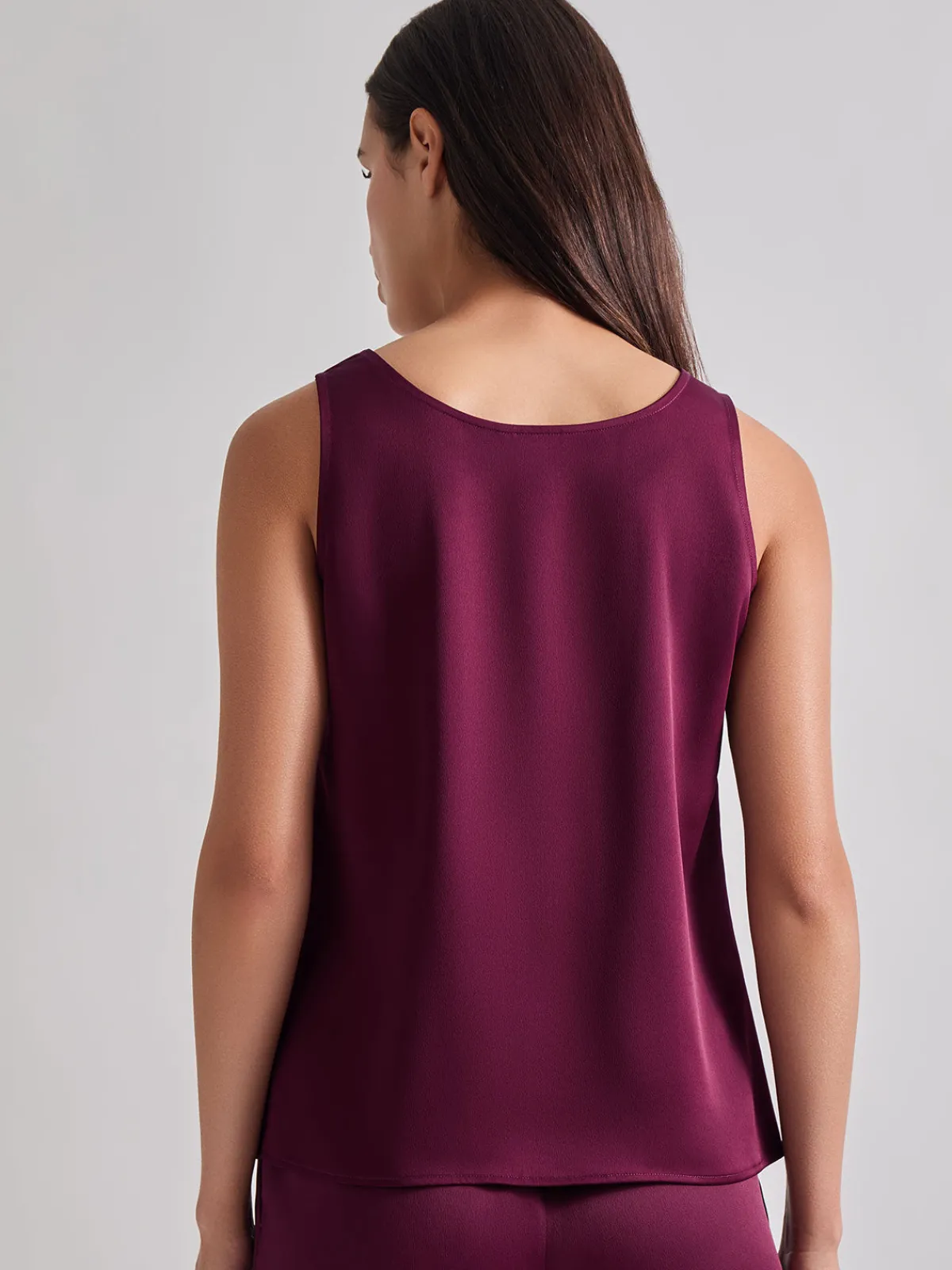 Tops & Tees|Tanks|Misook Classic Crepe de Chine Tank Top Sangria