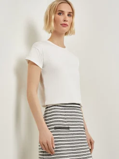 Tops & Tees|Misook Classic Short Sleeve Jersey Knit Top White