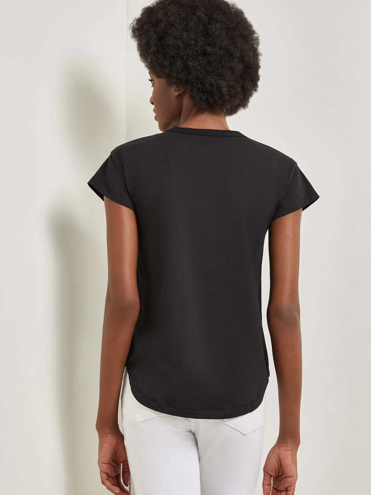 Tops & Tees|Misook Classic Short Sleeve Jersey Knit Top Black