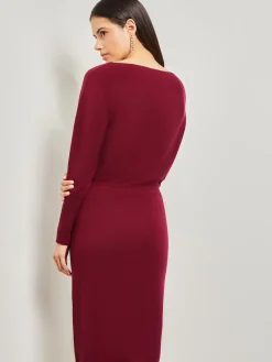 Dresses|Misook Dolman Sleeve Cashmere Dress AfricanViolet