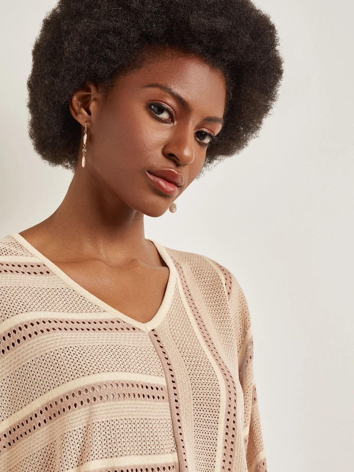Tops & Tees|Misook Dolman Sleeve Tunic - Multi-Stitch Soft Knit Sand/Parchment