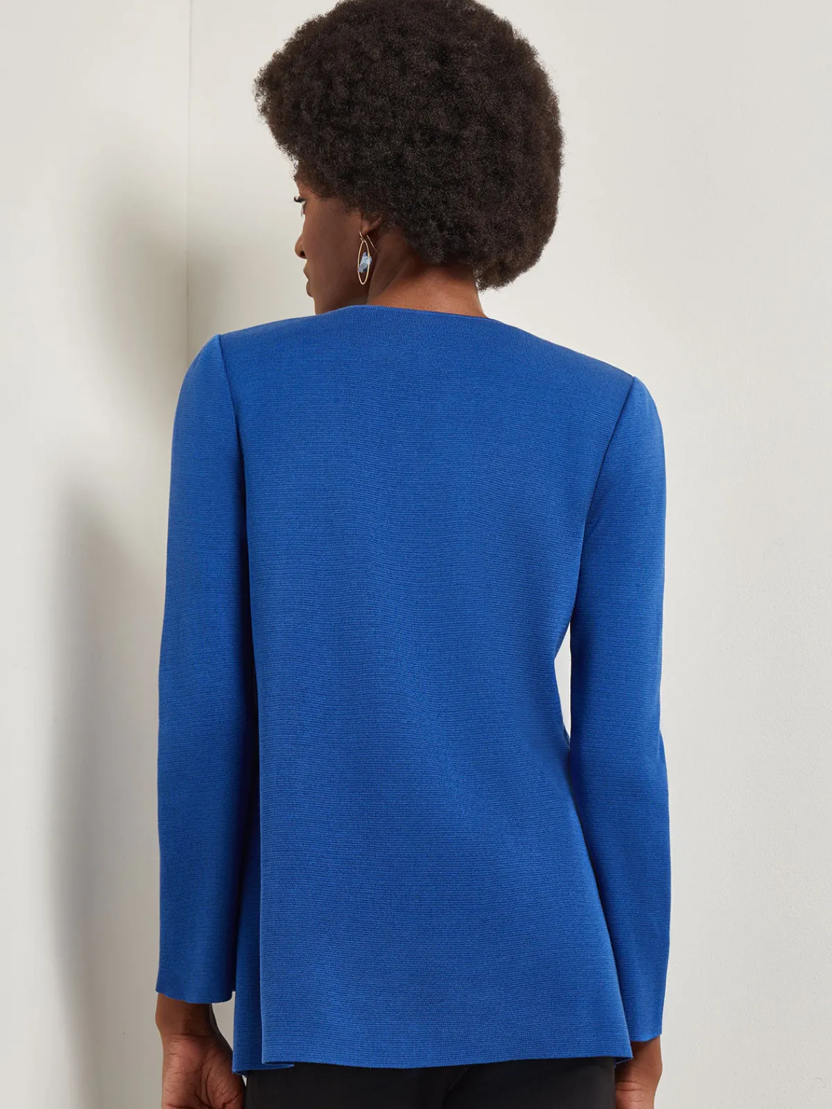 Jackets & Coats|Misook Double Breasted Open Neck Knit Jacket LyonsBlue