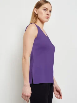 Tops & Tees|Tanks|Misook Double Scoop Neck Tank PlumRoyale