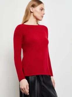 Tops & Tees|Misook Floral Shimmer Cashmere Tunic Red