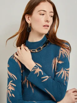 Accessories|Necklaces|Misook Gold & Black Resin Oval Link Necklace Gold/Black
