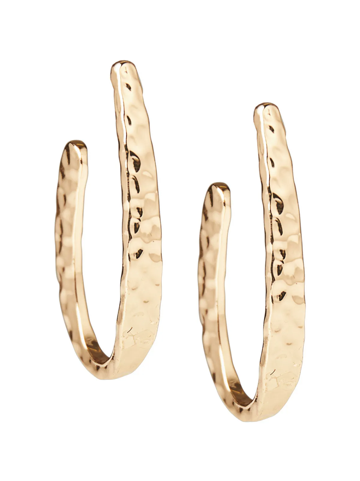 Accessories|Earrings|Misook Hammered J-Hoop Earrings Gold