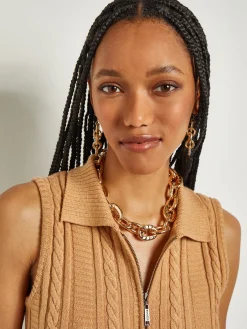 Accessories|Earrings|Misook Hammered Rings Drop Earrings Gold
