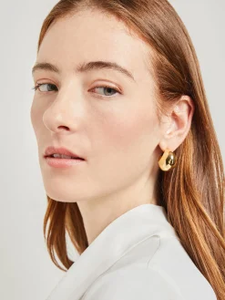 Accessories|Earrings|Misook Puffy Hoop Earrings Gold