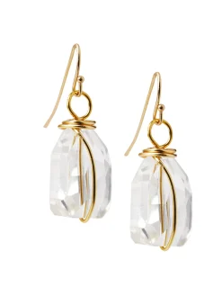 Accessories|Earrings|Misook Handmade Crystal Nugget Wire Wrapped Earring Crystal/Gold