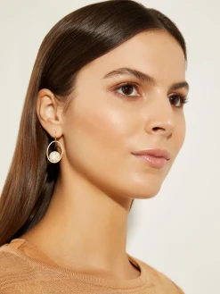 Accessories|Earrings|Misook Handmade Gold Magnesite Drop Bead Earrings White/Gold