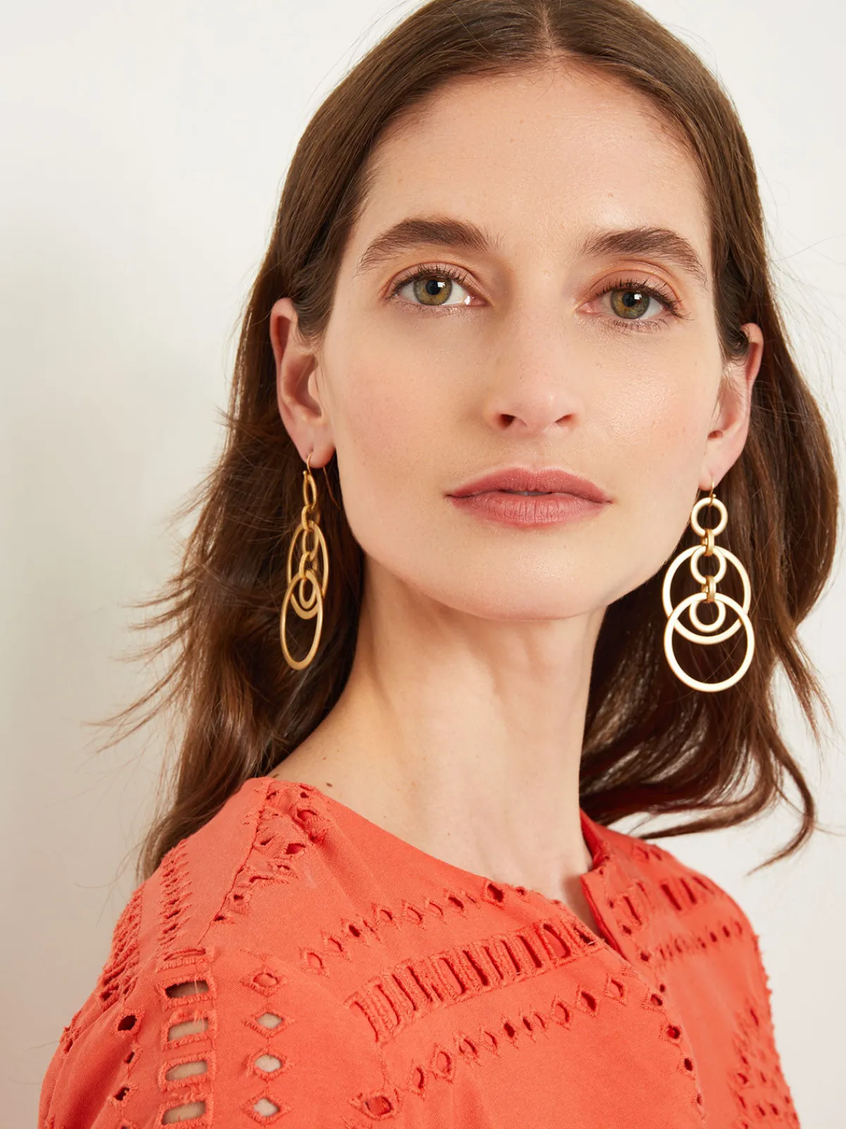 Accessories|Earrings|Misook Handmade Matte Gold Dual Layer Multi Hoop Earring MatteGold