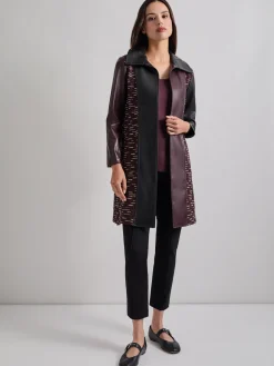 Jackets & Coats|Misook Heritage Fit Mixed Media Multi-Panel Topper Mahogany/Black/NewIvory