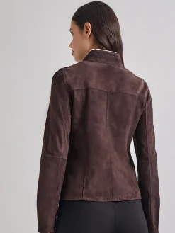 Jackets & Coats|Misook Heritage Fit Reversible Suede Leather Jacket Mahogany/Macchiato