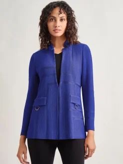 Jackets & Coats|Misook Inverted Notch Collar Tailored Knit Jacket StarryNightBlue