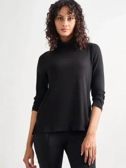 Blouses & Shirts|Tops & Tees|Misook Jersey Turtleneck Top, Black