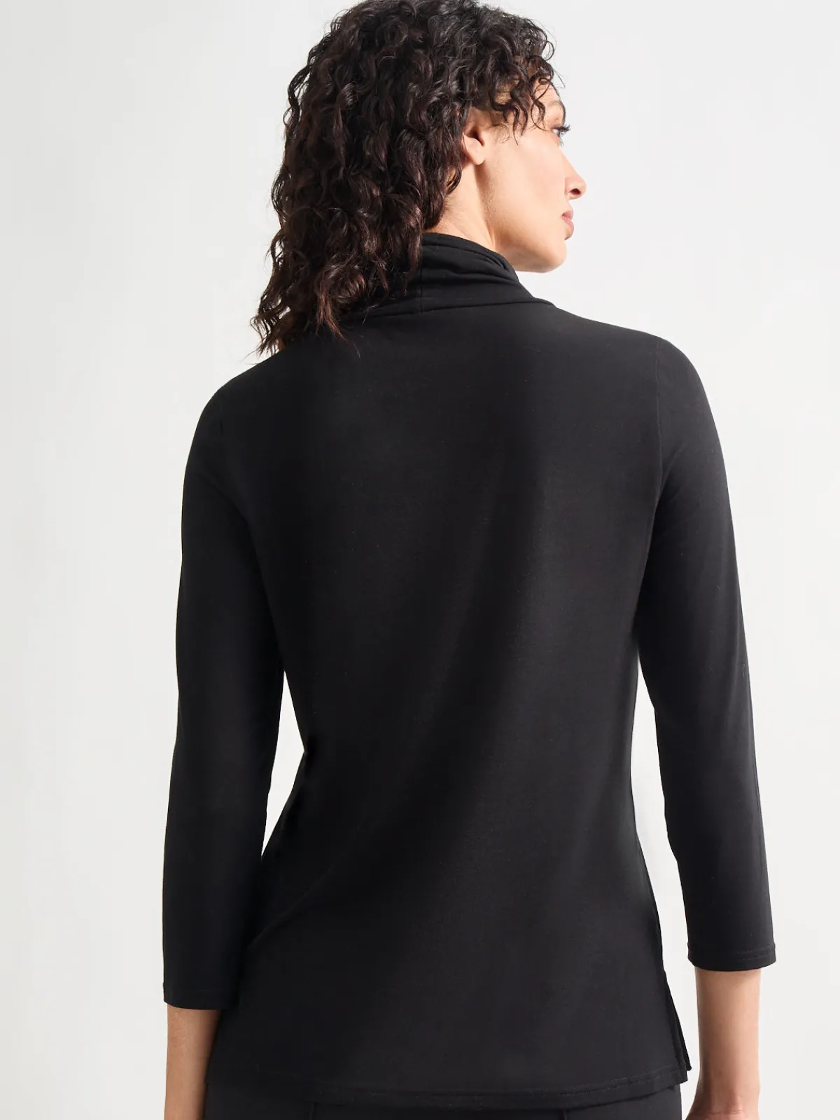 Blouses & Shirts|Tops & Tees|Misook Jersey Turtleneck Top, Black