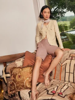 Pants & Shorts|Misook Knee Length Bermuda Shorts - Pleated Woven Charmeuse
