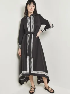 Dresses|Misook Maxi Dress - Eyelet Trim Cotton Black/White