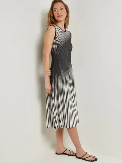 Dresses|Misook Midi A-Line Dress - Ombre Soft Intarsia Knit NewIvory/Black