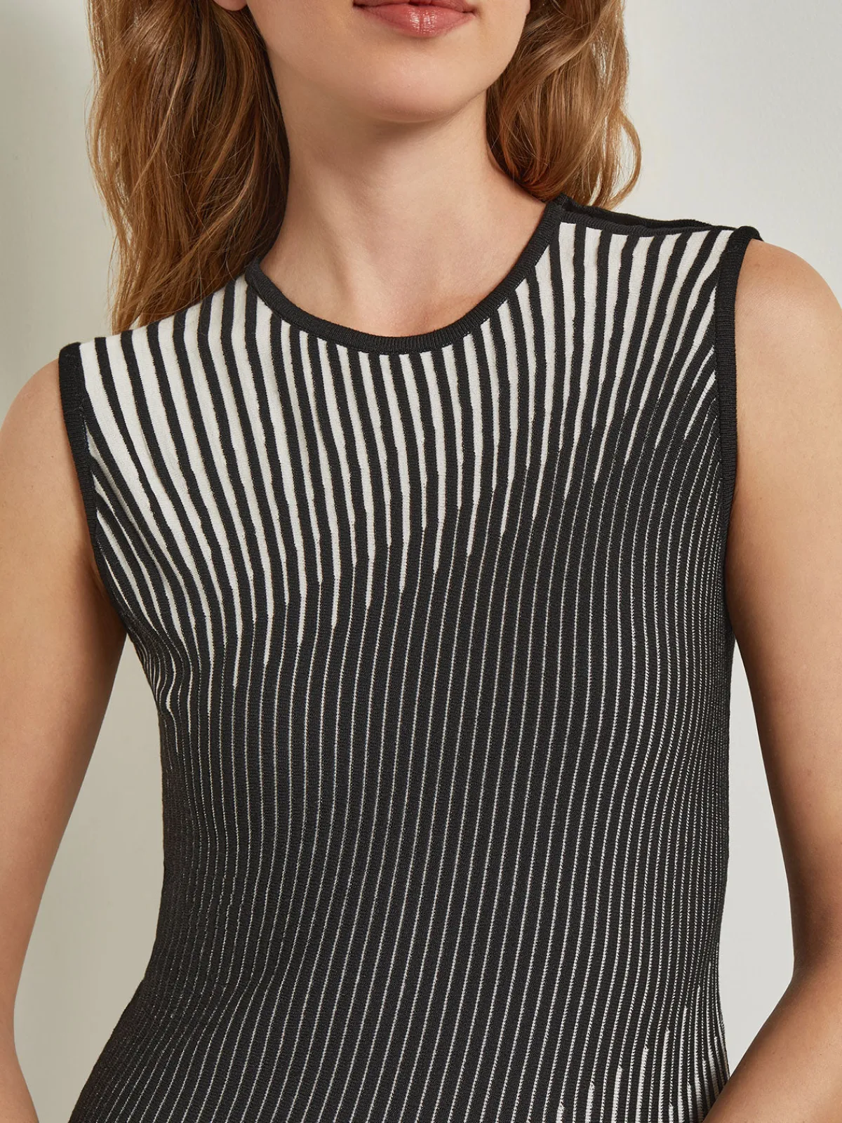 Dresses|Misook Midi A-Line Dress - Ombre Soft Intarsia Knit NewIvory/Black