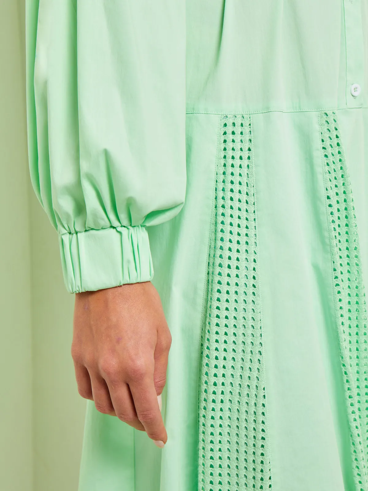 Dresses|Misook Midi Drop Waist Dress - Pointelle Stripe Mixed Media ParadiseGreen