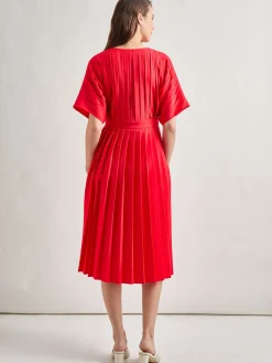 Dresses|Misook Midi Fit & Flare Dress - Hand Pleated Woven RadiantPink