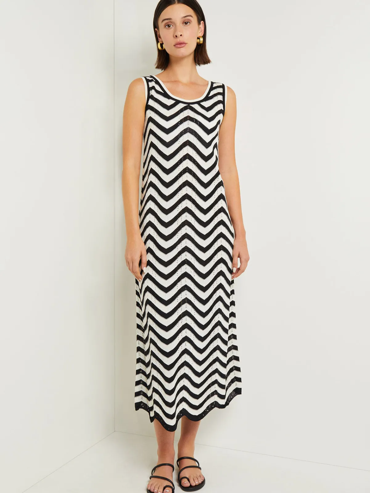 Dresses|Misook Midi Sheath Dress - Chevron Hem Intarsia Knit Black/White