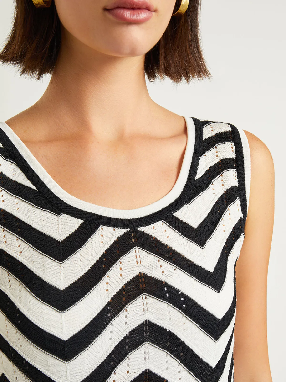 Dresses|Misook Midi Sheath Dress - Chevron Hem Intarsia Knit Black/White