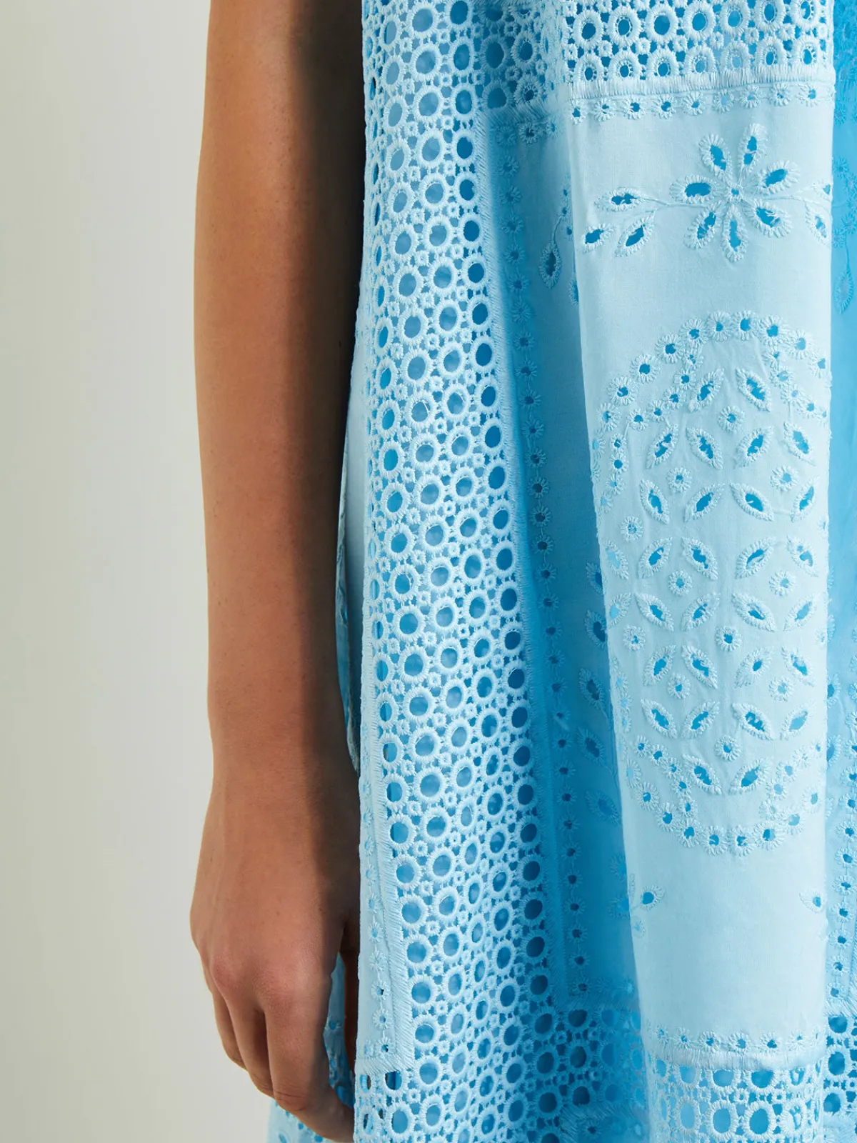 Dresses|Misook Midi Tent Dress - Sleeveless Eyelet Detailed Woven CaribbeanMist